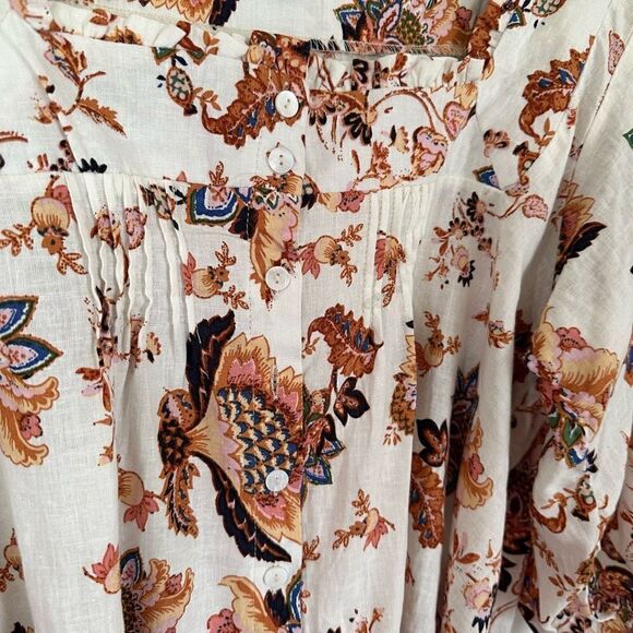 Rachel Rachel Roy Women’s Linen Blend Fall Floral Crop Blouse Midi Belted Skirt - Picture 7 of 13